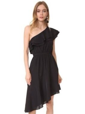 Likely Black One Off Shoulder Delbarton Dress Size 2 Asymmetrical Ruffle NWT